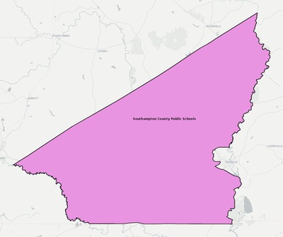 Southampton County VA school district boundaries map