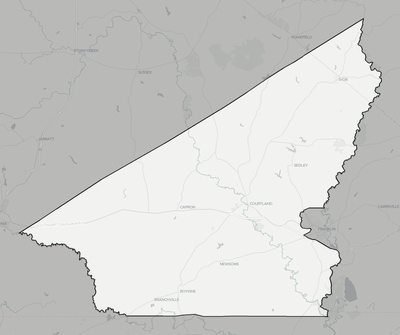 Southampton County VA county basemap context
