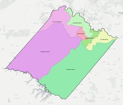 Spotsylvania County VA townships and subdivisions map