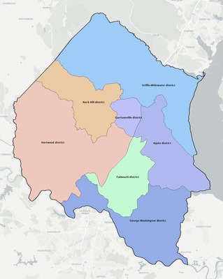 Stafford County VA townships and subdivisions map