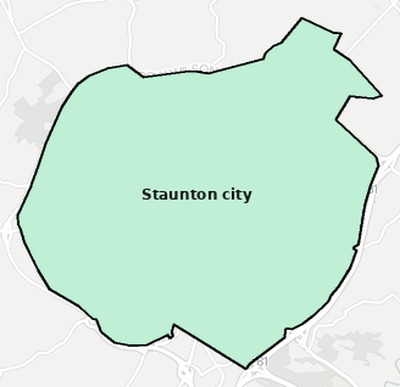 Staunton County VA townships and subdivisions map