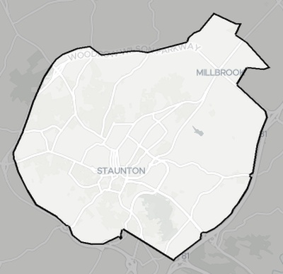 Staunton County VA county basemap context