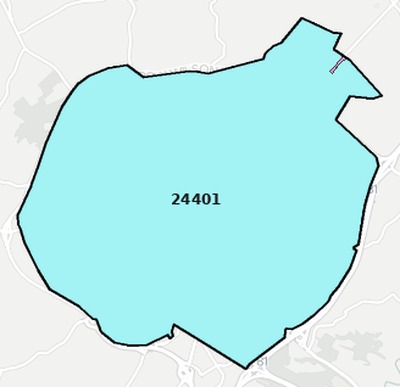 Staunton County VA ZIP code boundaries map
