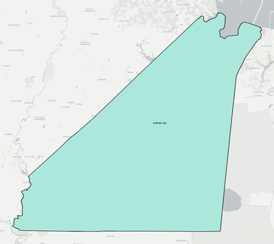 Suffolk County VA townships and subdivisions map
