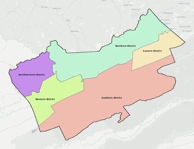 Tazewell County VA townships and subdivisions map