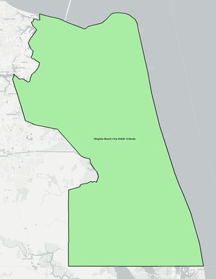 Virginia Beach County VA school district boundaries map
