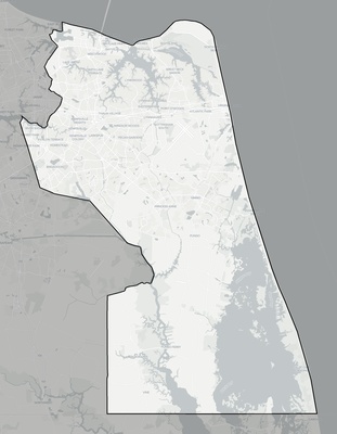 Virginia Beach County VA county basemap context