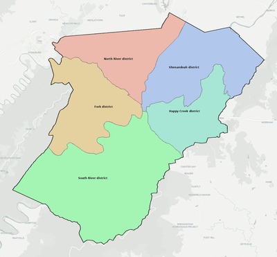 Warren County VA townships and subdivisions map