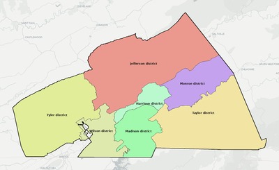Washington County VA townships and subdivisions map