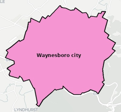 Waynesboro County VA townships and subdivisions map