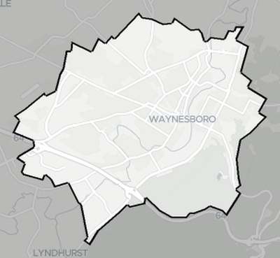 Waynesboro County VA county basemap context