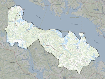 Westmoreland County VA USGS topo map