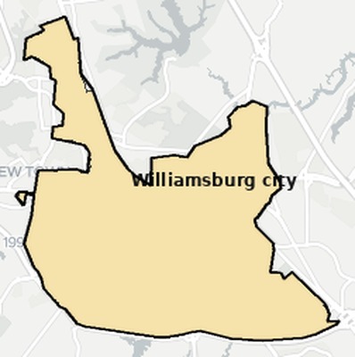 Williamsburg County VA townships and subdivisions map