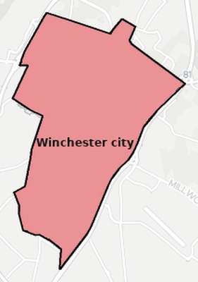 Winchester County VA townships and subdivisions map