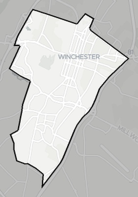 Winchester County VA county basemap context