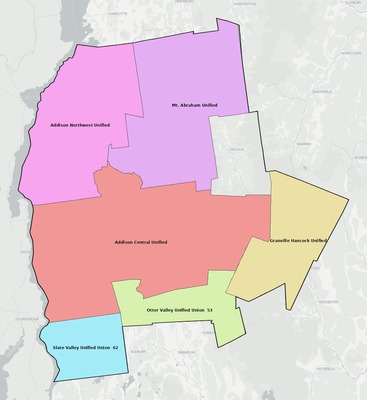 Addison County VT school district boundaries map