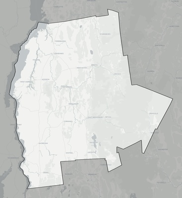 Addison County VT county basemap context