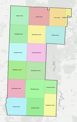 Bennington County VT townships and subdivisions map