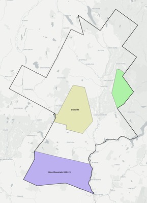 Caledonia County VT school district boundaries map