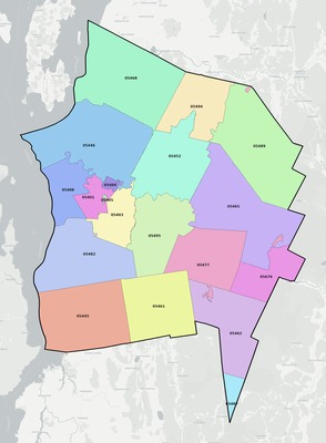 Chittenden County VT ZIP code boundaries map