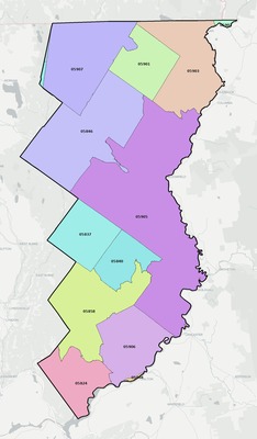 Essex County VT ZIP code boundaries map