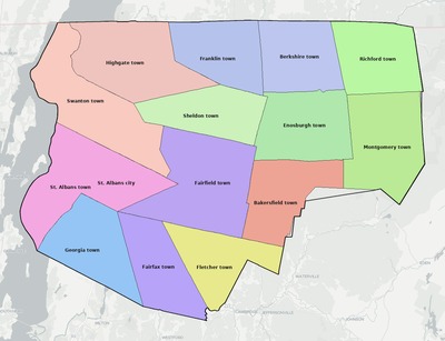 Franklin County VT townships and subdivisions map