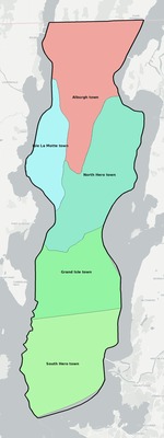 Grand Isle County VT townships and subdivisions map