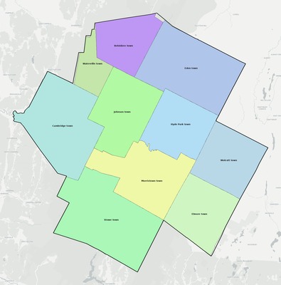 Lamoille County VT townships and subdivisions map
