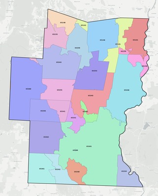 Windham County VT ZIP code boundaries map