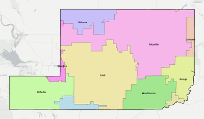 Adams County WA school district boundaries map