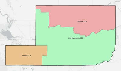 Adams County WA townships and subdivisions map