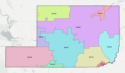 Adams County WA ZIP code boundaries map