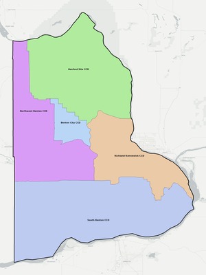 Benton County WA townships and subdivisions map