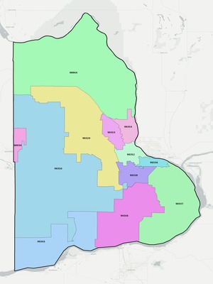 Benton County WA ZIP code boundaries map