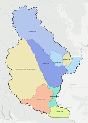 Chelan County WA townships and subdivisions map