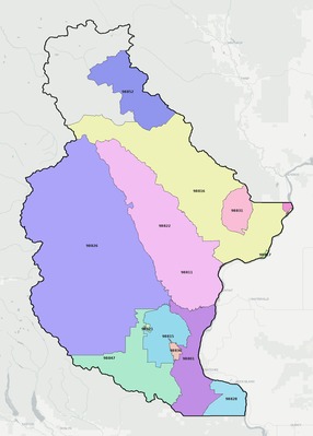Chelan County WA ZIP code boundaries map