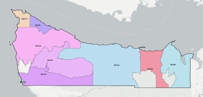 Clallam County WA ZIP code boundaries map