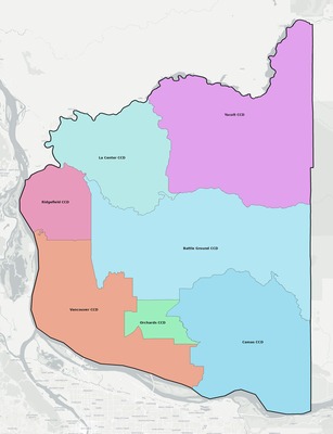 Clark County WA townships and subdivisions map