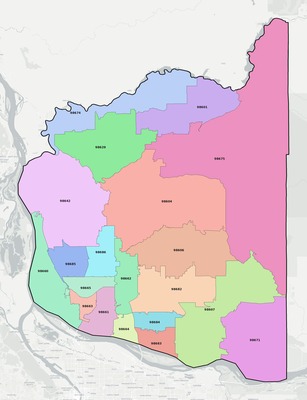 Clark County WA ZIP code boundaries map