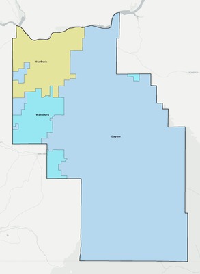 Columbia County WA school district boundaries map