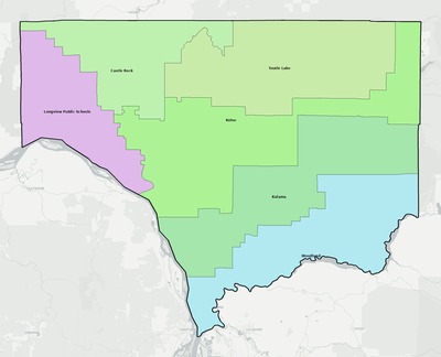 Cowlitz County WA school district boundaries map