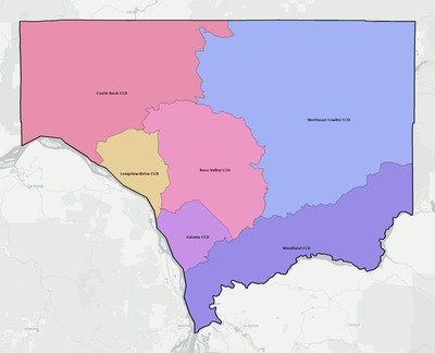 Cowlitz County WA townships and subdivisions map