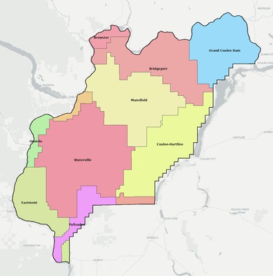 Douglas County WA school district boundaries map
