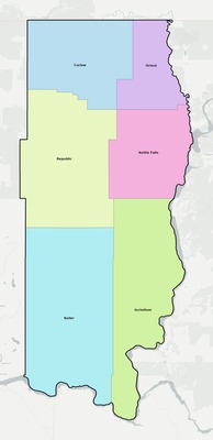 Ferry County WA school district boundaries map