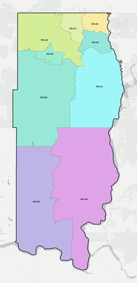 Ferry County WA ZIP code boundaries map