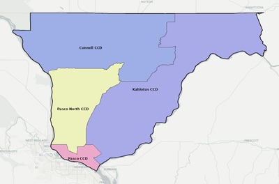 Franklin County WA townships and subdivisions map