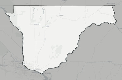 Franklin County WA county basemap context