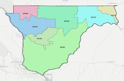 Franklin County WA ZIP code boundaries map