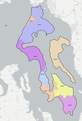 Island County WA ZIP code boundaries map