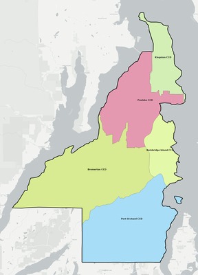Kitsap County WA townships and subdivisions map